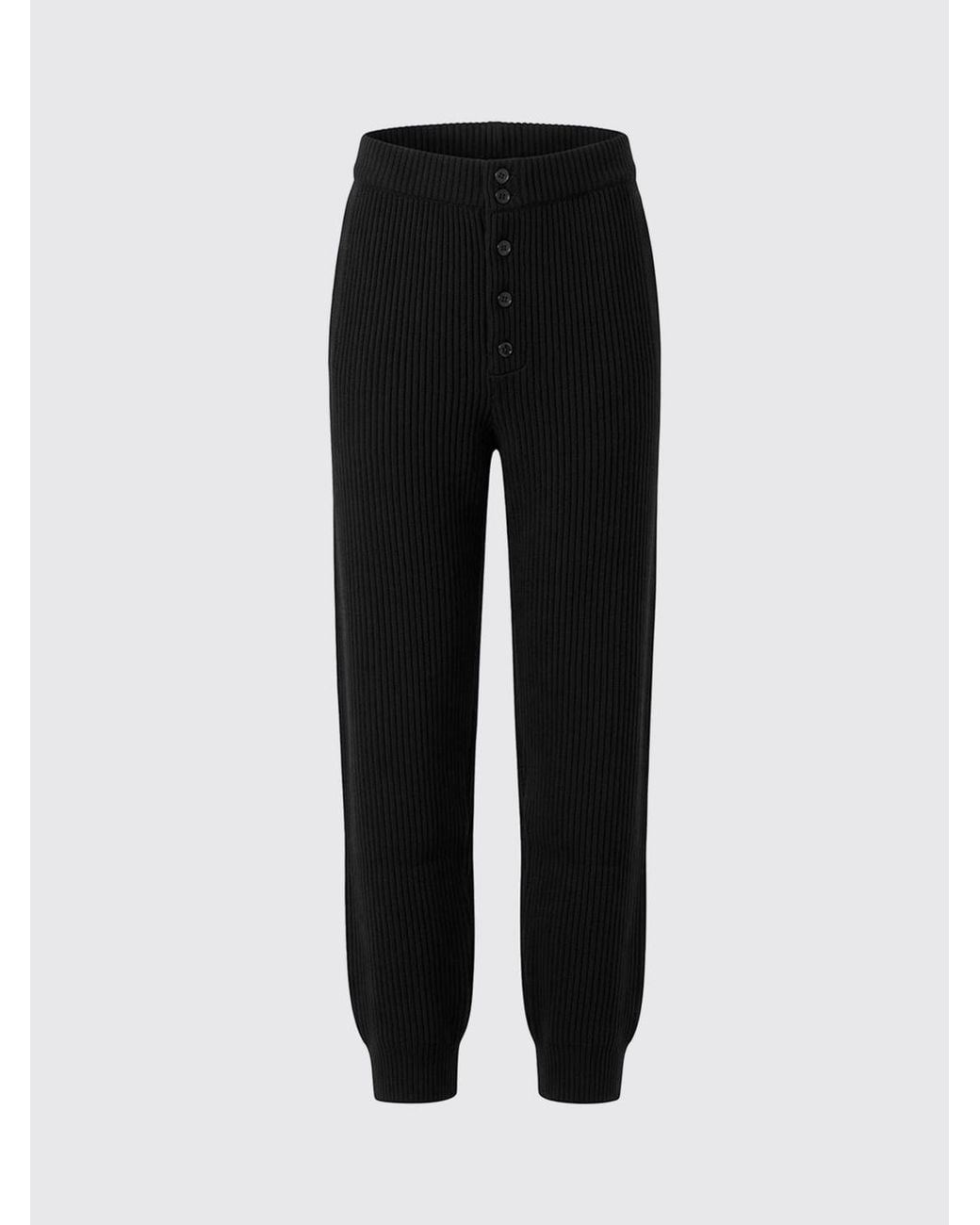 Dries Van Noten Black Slim-Fit Ribbed-Knit Wool Trousers With Elasticated Waist for men