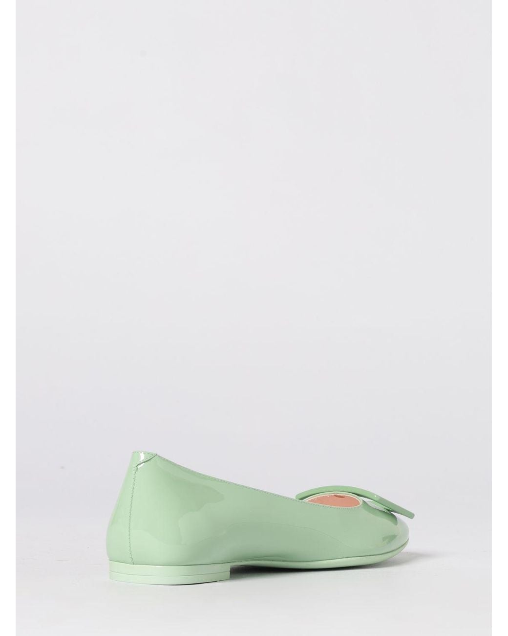 Roger Vivier Green U Look Patent Leather Ballerinas