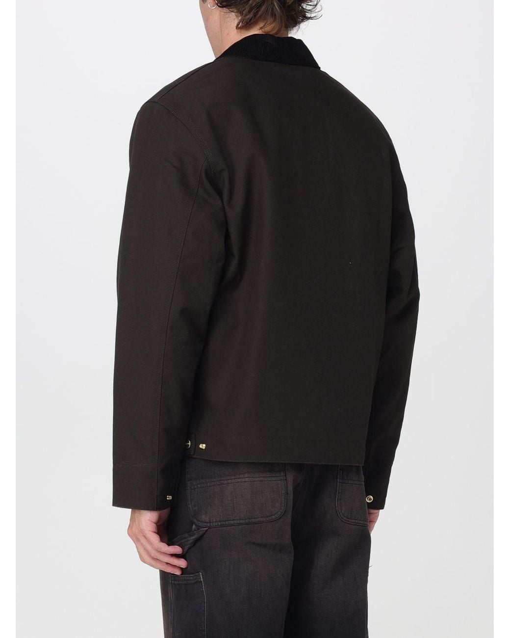 Carhartt Black Detroit Organic Cotton Shirt Jacket With Velvet Collar for men