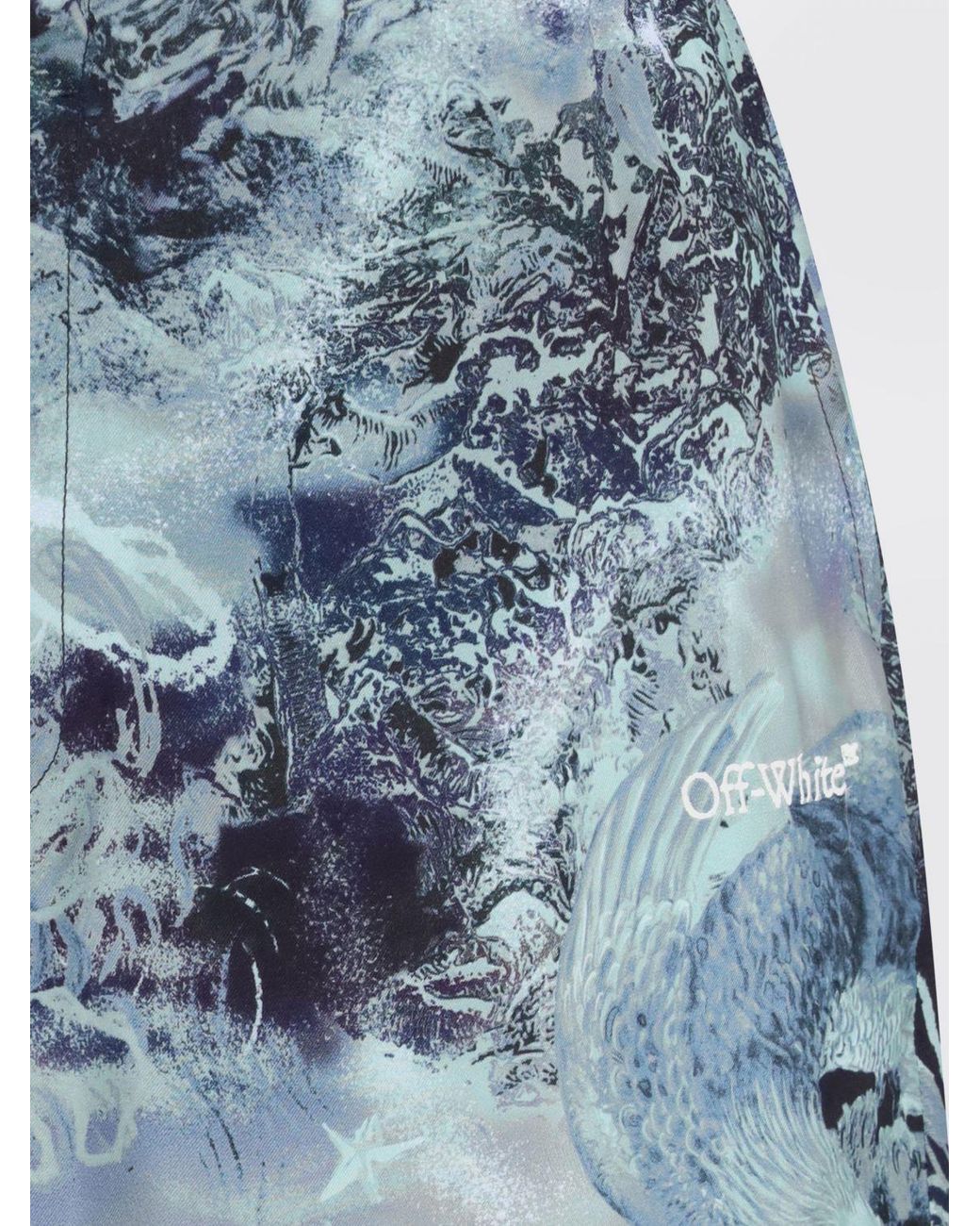 Off-White c/o Virgil Abloh Blue Printed Viscose Shorts for men