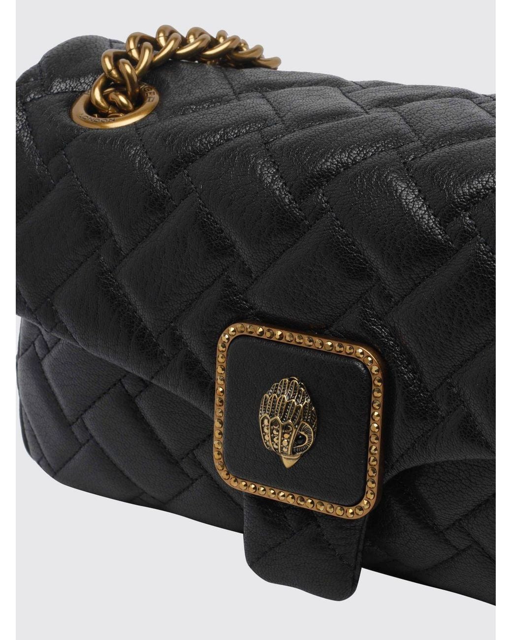 Kurt Geiger Black Kensington Embroidered Quilted Leather Shoulder Bag