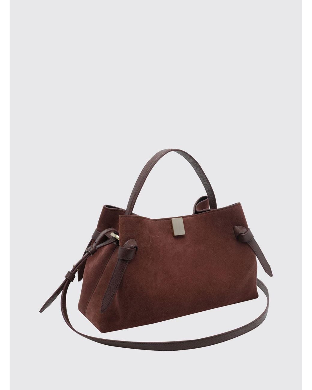 Yuzefi Brown Flared Suede Calfskin Leather Handbag