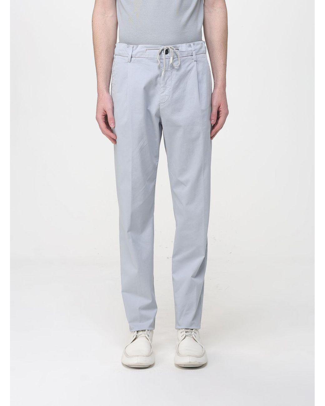 Eleventy Blue Slim Fit Cotton Blend Trousers for men