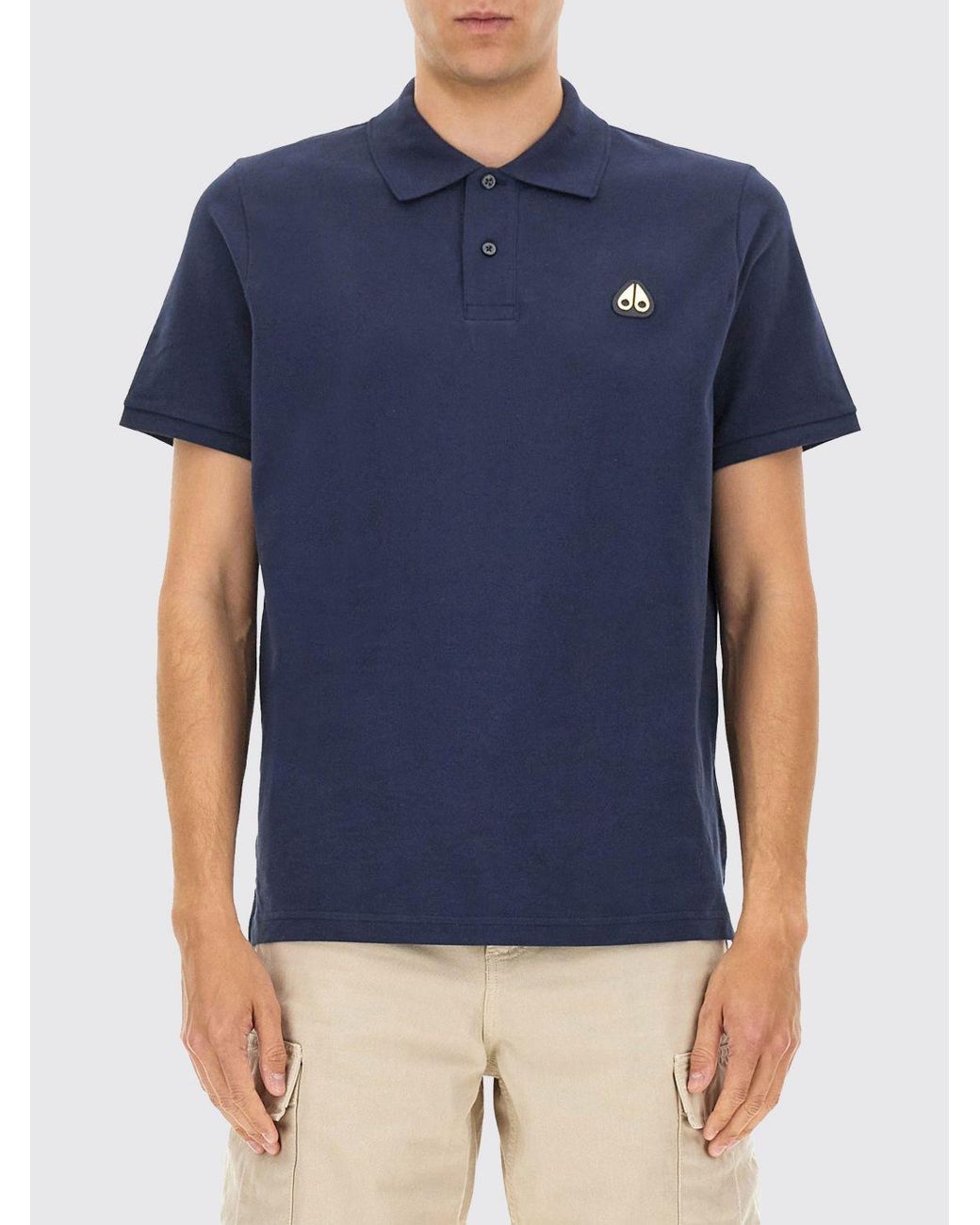 Polo De Algodón Con Logo Moose Knuckles de hombre de color Blue
