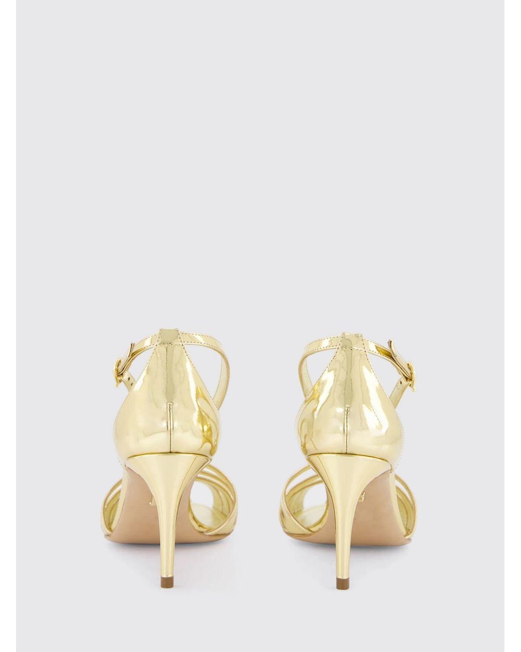 Ferragamo Metallic Perforated Patent Leather Sandals With Stiletto High Heel