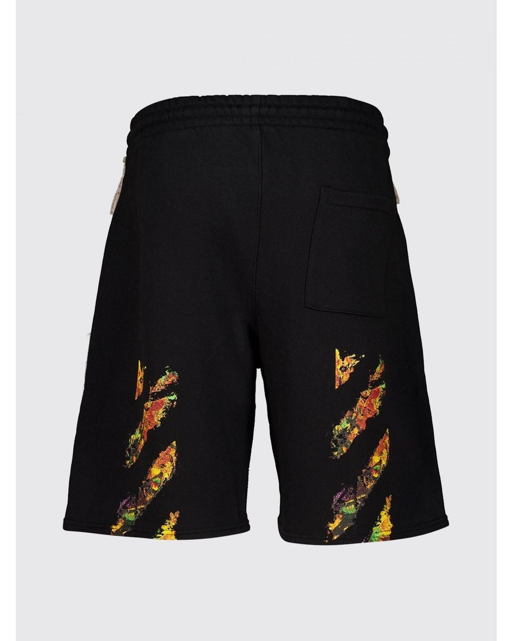 Off-White c/o Virgil Abloh Natural Striped Cotton Shorts With Diagonal Logo And Drawstring for men