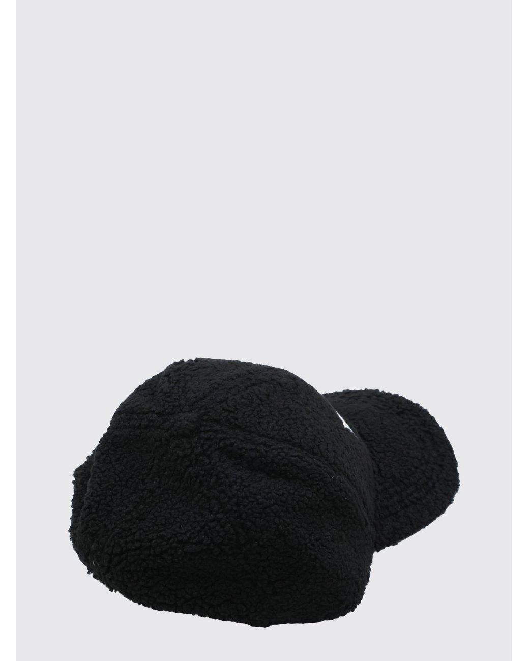 MM6 by Maison Margiela Black Shearling Baseball Cap With Numeric Logo