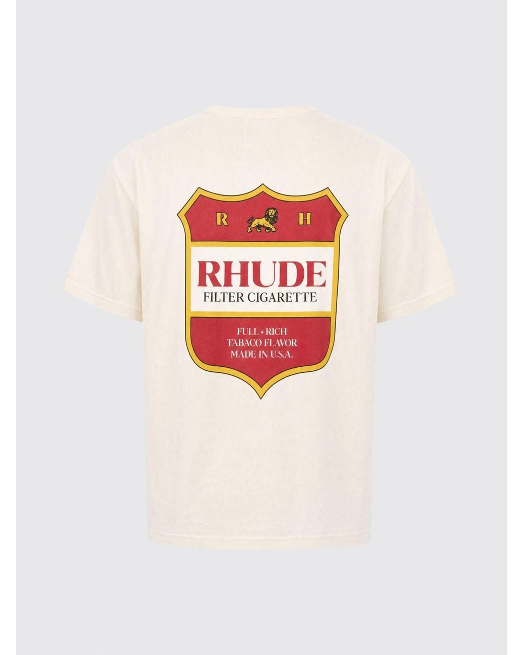 Rhude White Cotton T-Shirt With Logo Crest And Dropped Shoulders for men