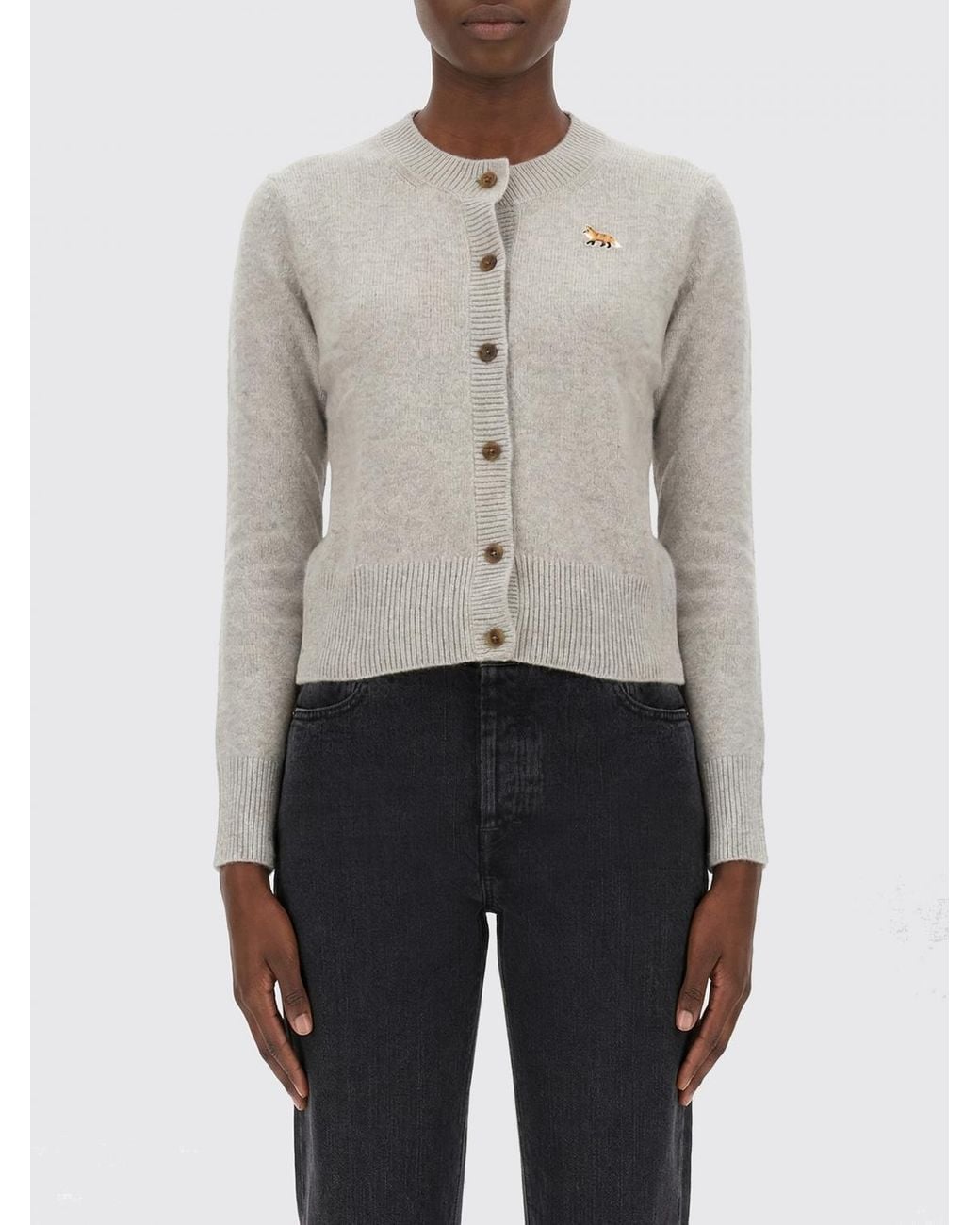 Maison Kitsuné Gray Maison KitsunÉ Crew Neck Cardigan