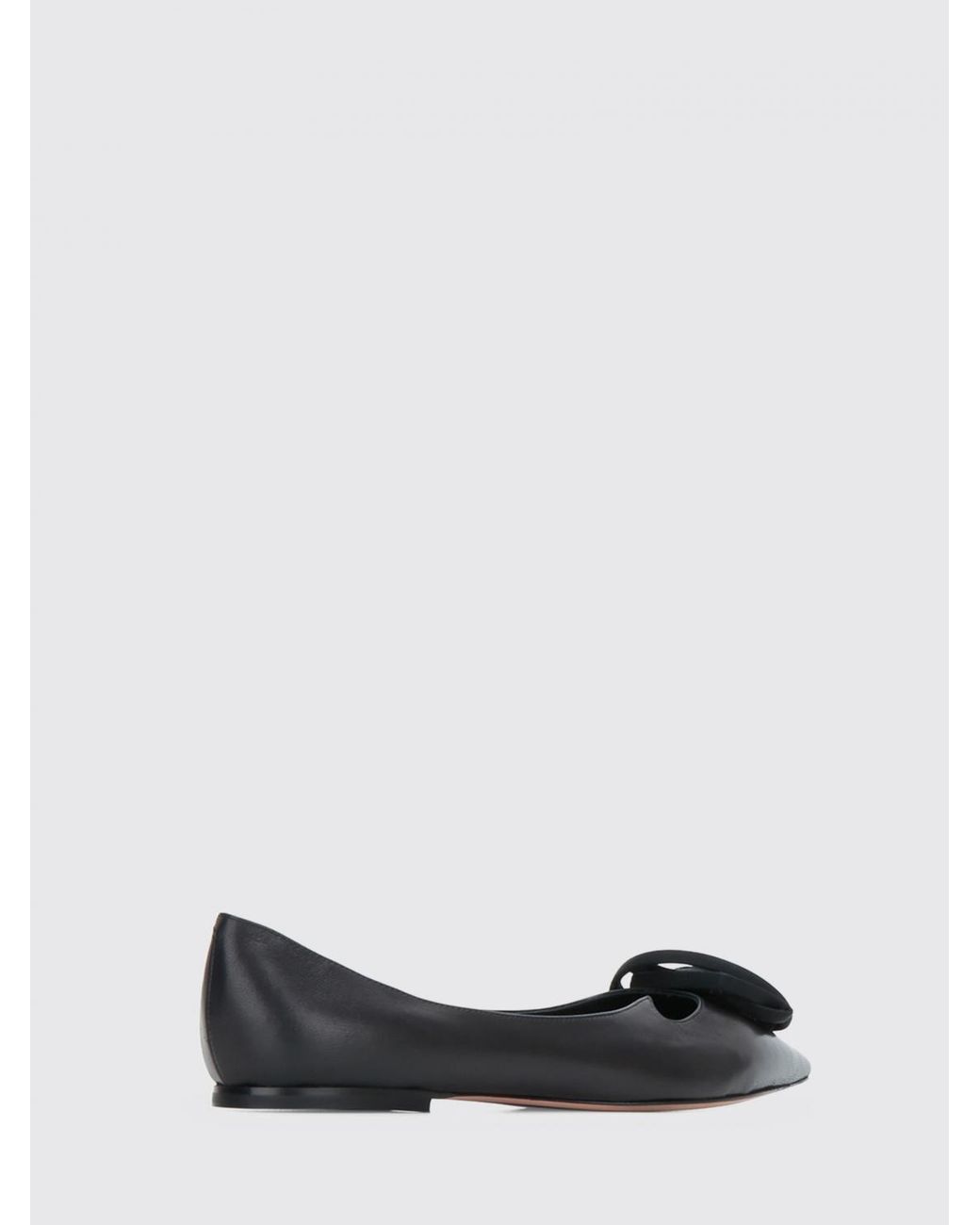 Roger Vivier Black Rose Smooth Leather Ballet Flats With Floral Appliqué
