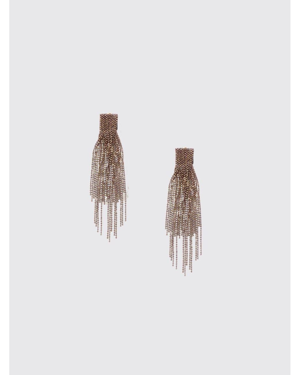Fabiana Filippi White Two-Tone Nickel-Free Brass Pendant Earrings