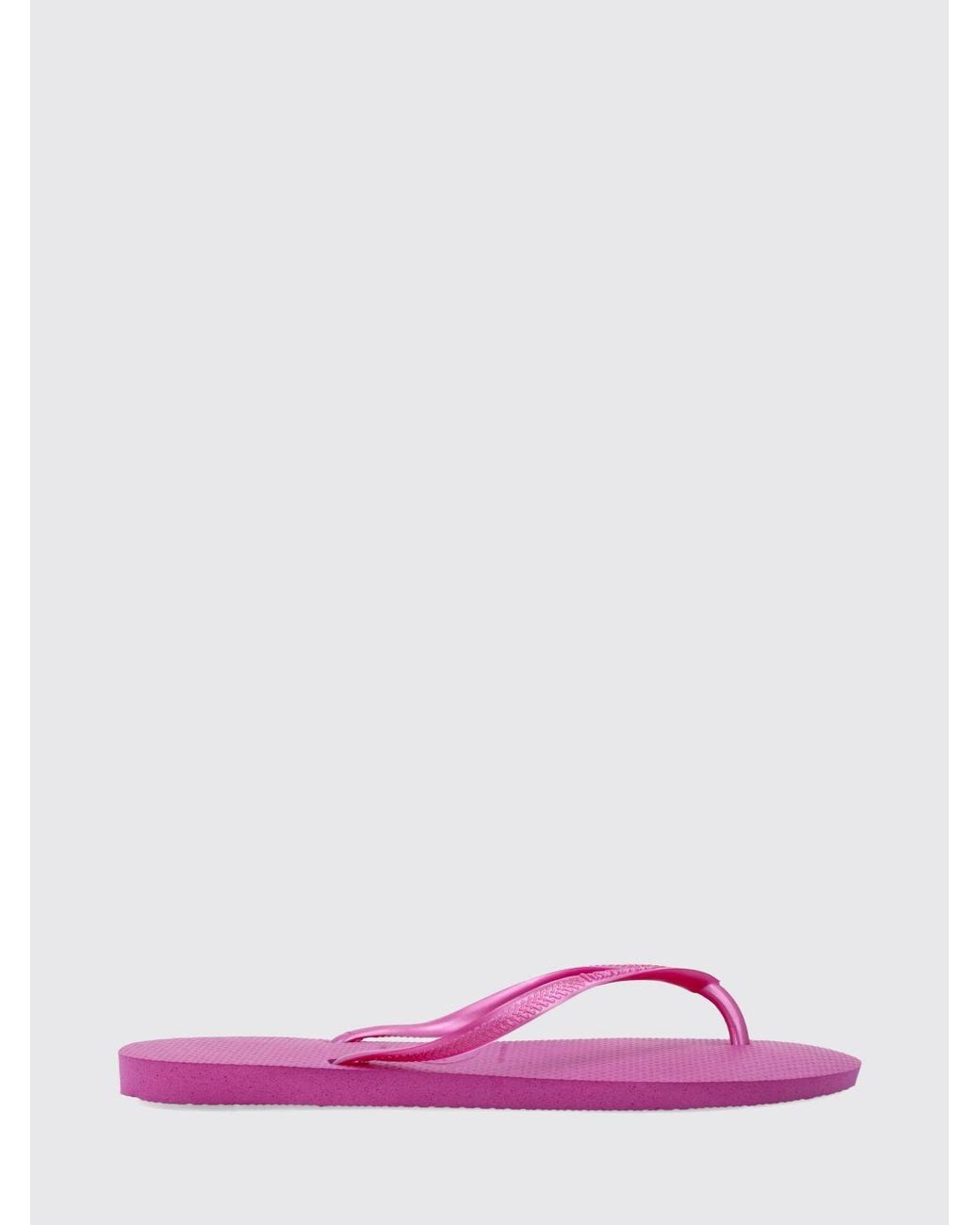 Havaianas Pink Slim Rubber Thong Sandals With Low Heel And Tone-On-Tone Logo