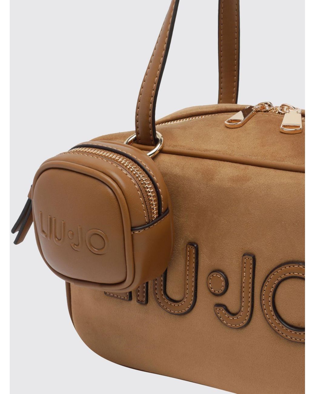 Liu Jo Natural Faux Leather Boston Bag With Shoulder Strap And Pouch