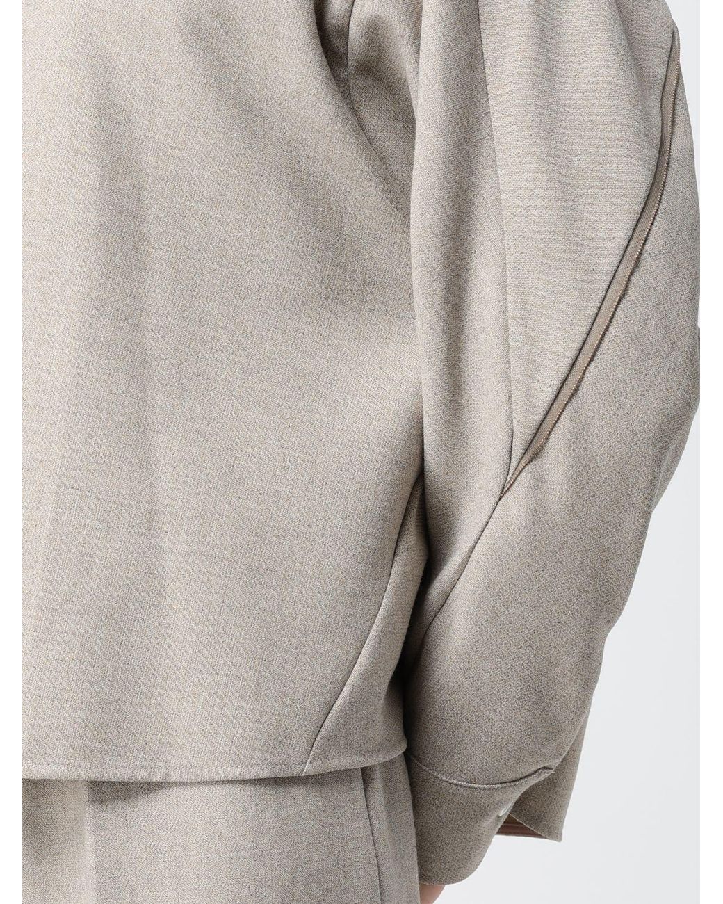 Fabiana Filippi Natural Relaxed Fit Wool Blend Shirt With Concealed Closure