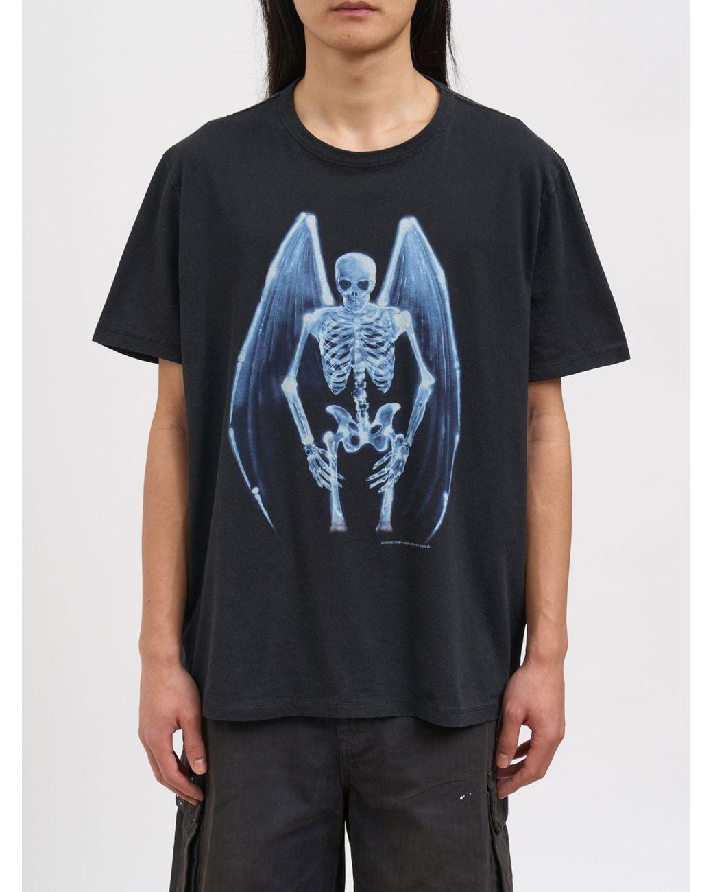 Our Legacy Black Printed Cotton Fallen Angel T-Shirt for men