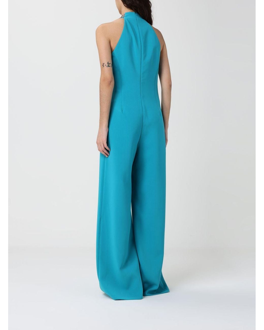 Pinko Blue Dragon Fruit Technical Canvas Jumpsuit With Decoration