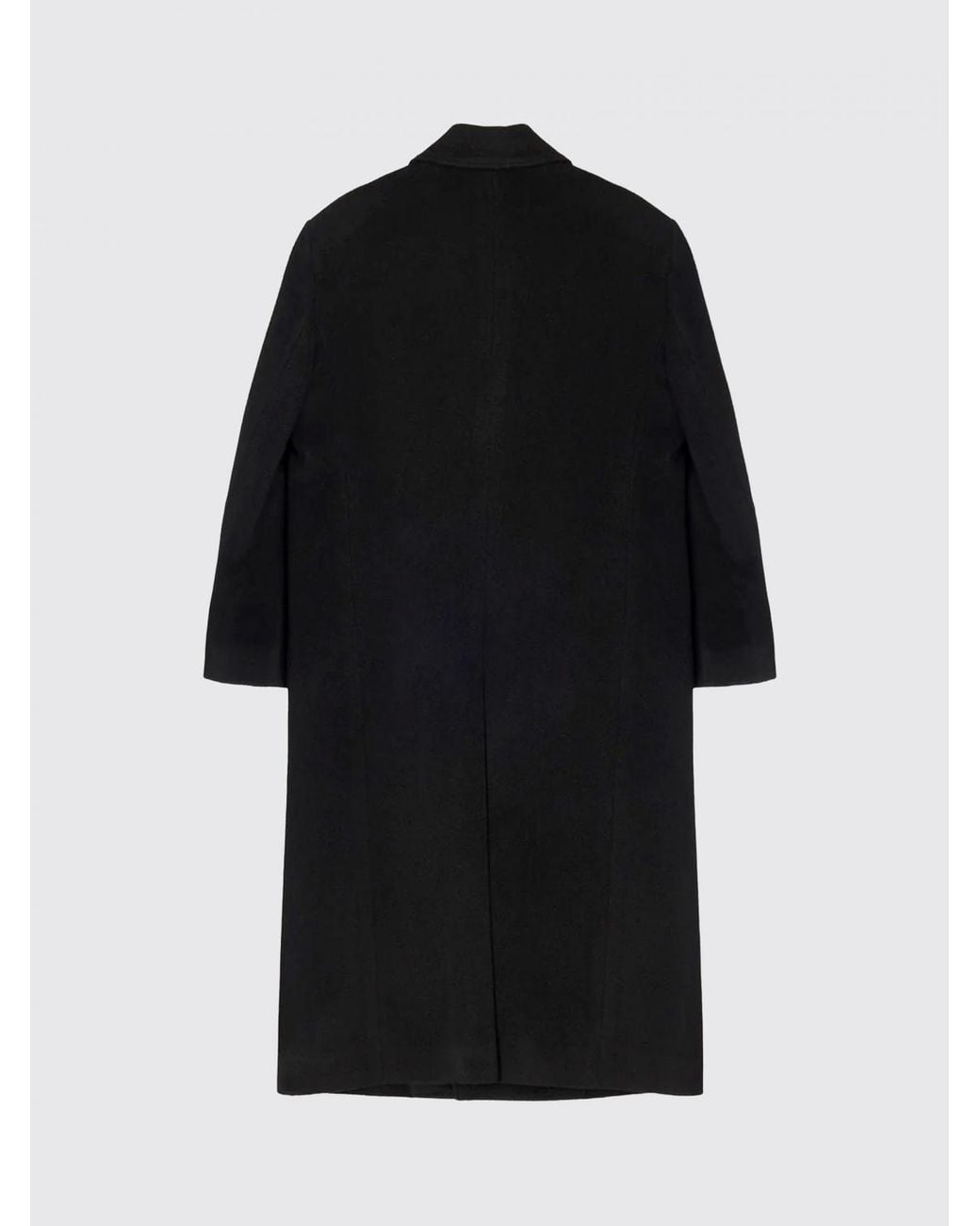 DUNST Blue Double-Breasted Wool And Cashmere Long Coat With Peak Lapels
