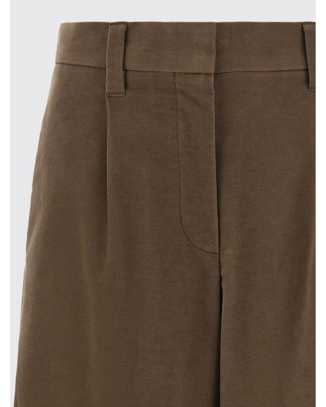 Brunello Cucinelli Brown Wide-Leg 100% Cashmere Tailored Trousers With Monili