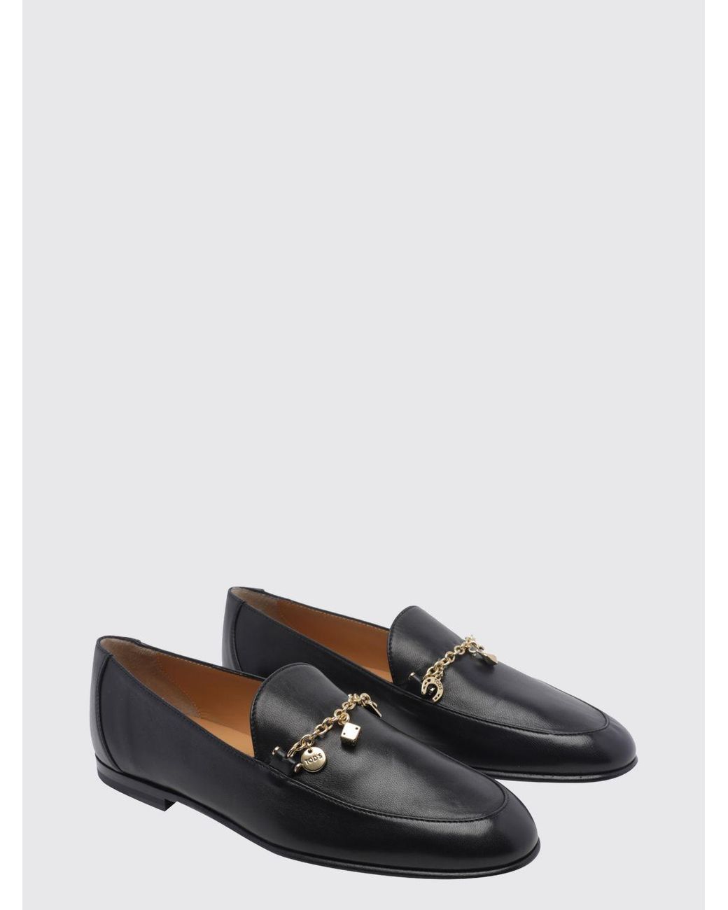 Tod's White Smooth Calfskin Loafers With Metal Mesh Charm