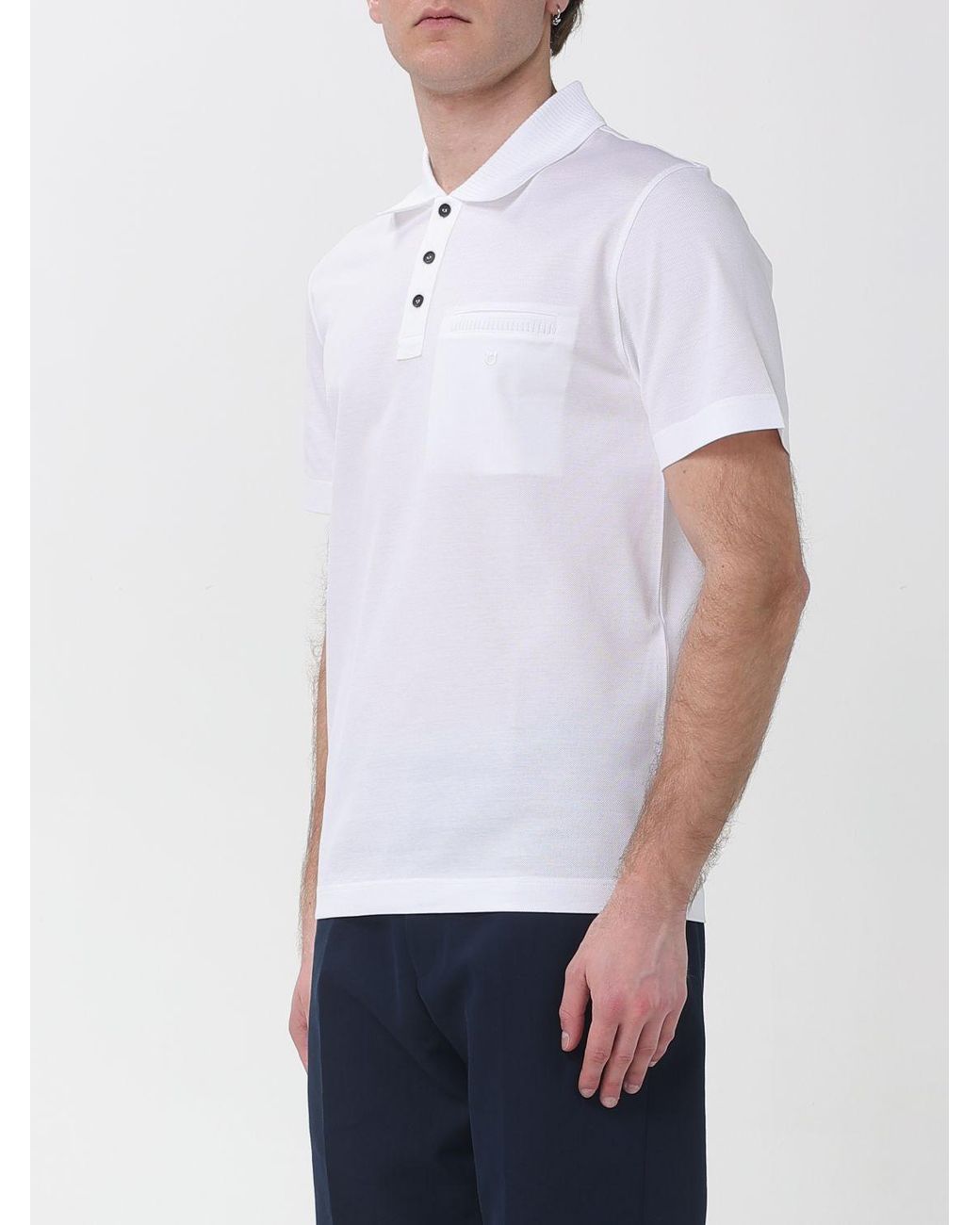 Ferragamo White Cotton Polo for men