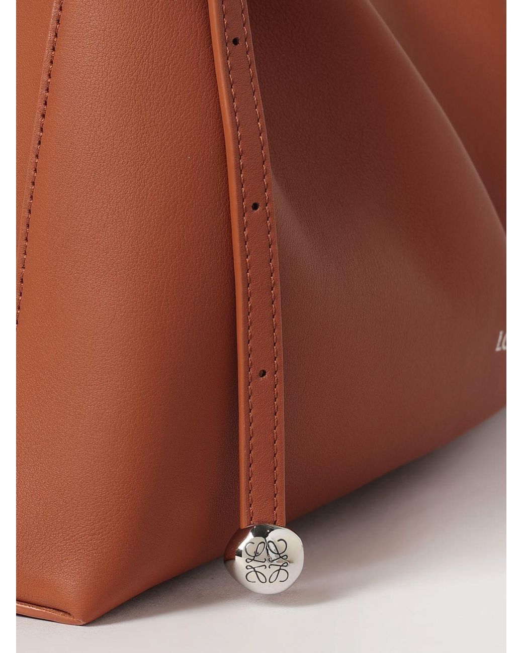 Loewe White Calfskin Leather Shoulder Bag With Knot Detail And Adjustable Handle