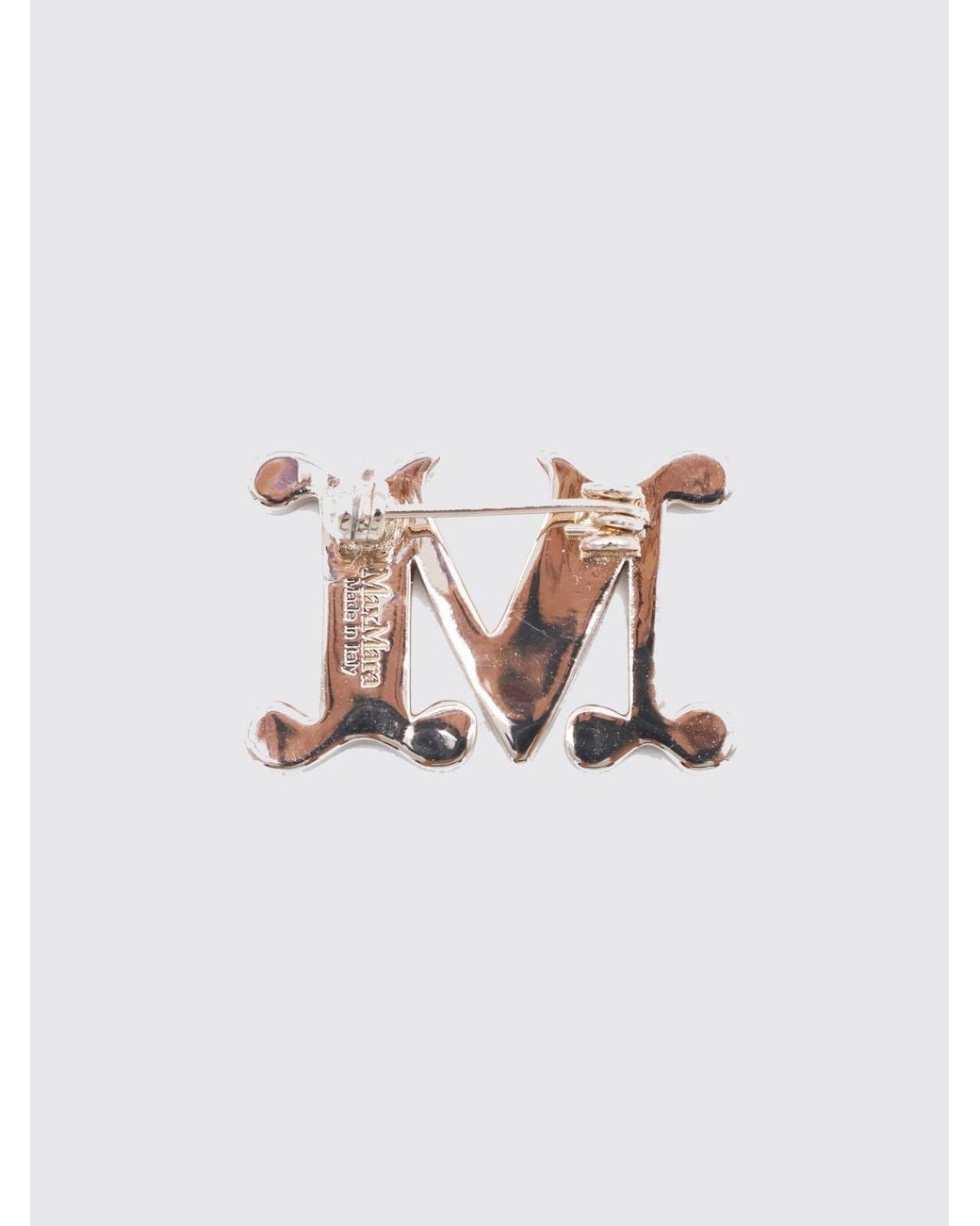 Max Mara White Facella Crystal Monogram Brooch