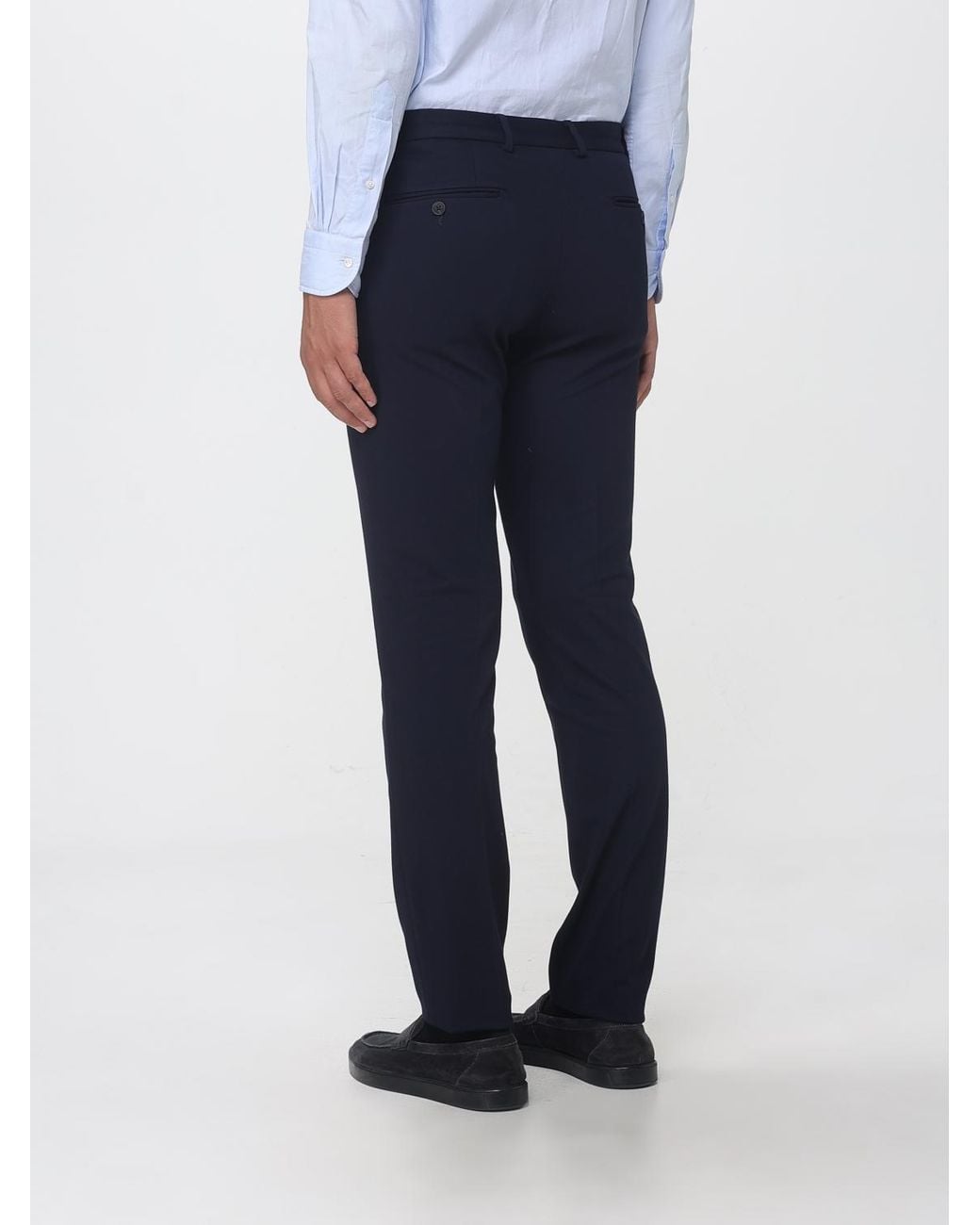 Manuel Ritz Blue Slim Fit Gabardine Chino Trousers With Off-Center Fastening for men
