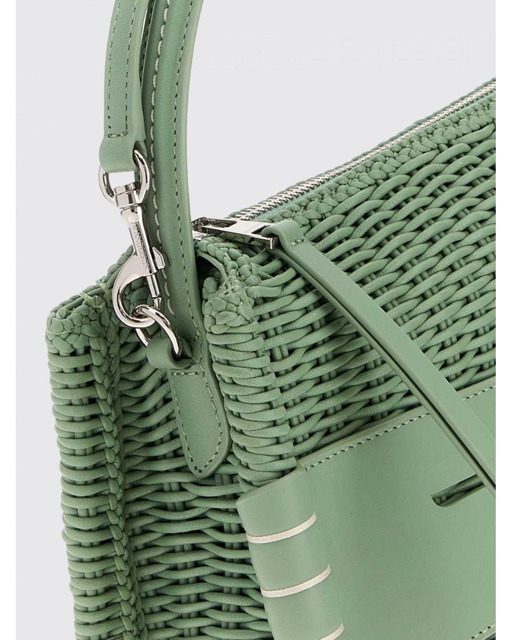 J.W. Anderson Green Medium Loafer Woven Leather Handbag With Embossed Logo