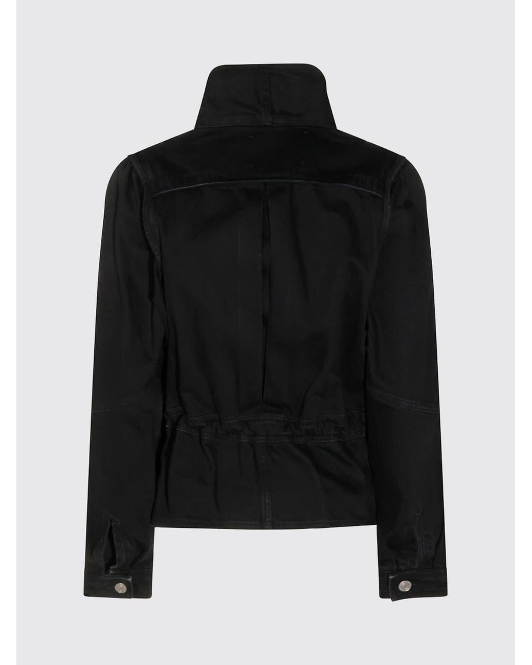 Isabel Marant Blue Cotton Denim Jacket With High Collar And Asymmetrical Closure