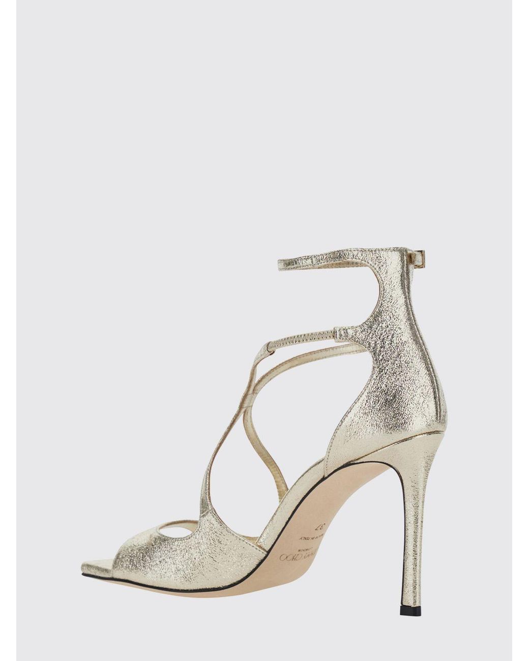 Jimmy Choo White Azia Laminated Nappa Sandals With A Stiletto Heel And Square Toe