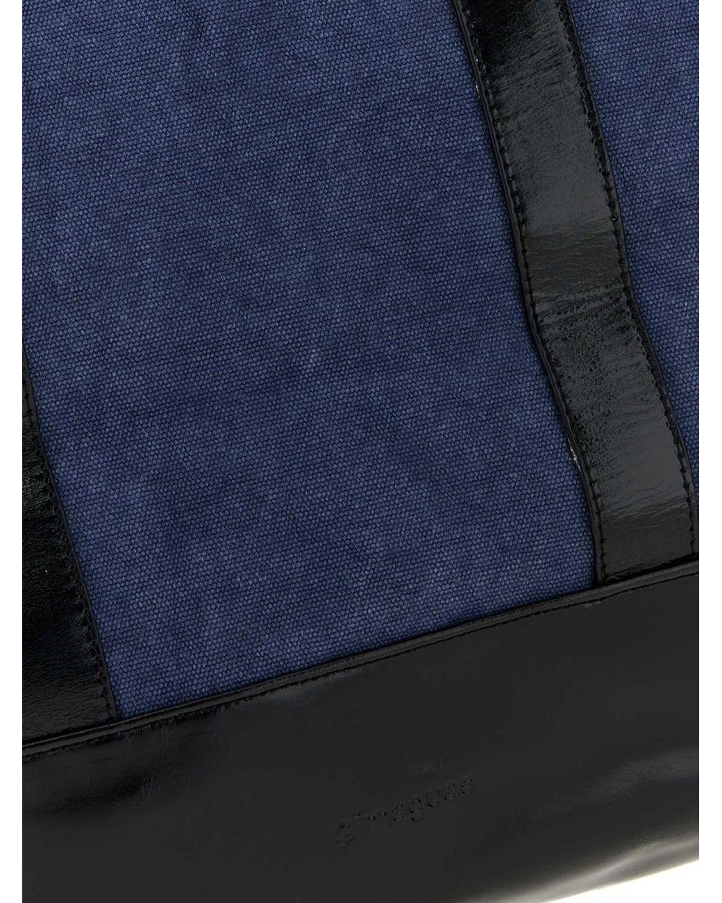 GIMAGUAS Blue Maxi Cotton Tote Bag With Bicolor Abstract Print And Double Handle
