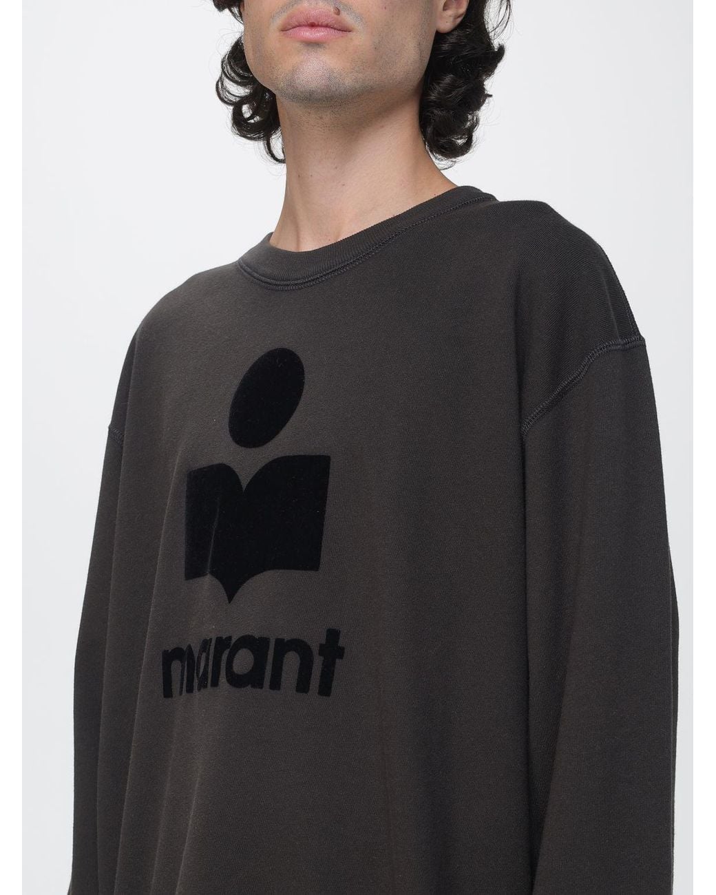 Isabel Marant Gray Relaxed Fit Crewneck Sweatshirt With Contrast Logo for men