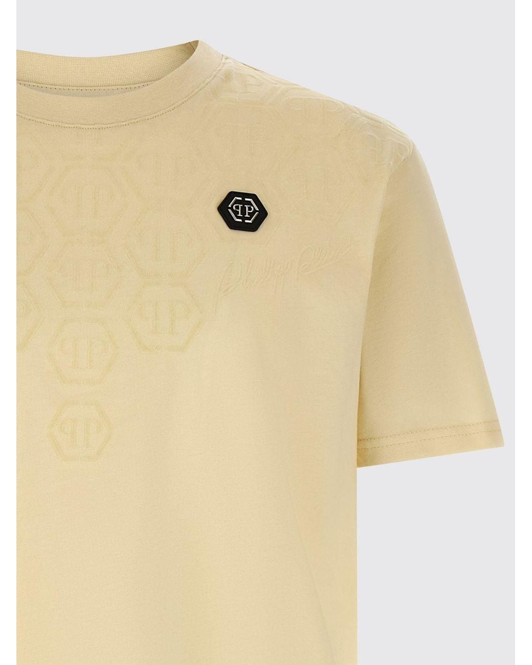 Philipp Plein Natural Cotton T-Shirt With Pp Monogram for men