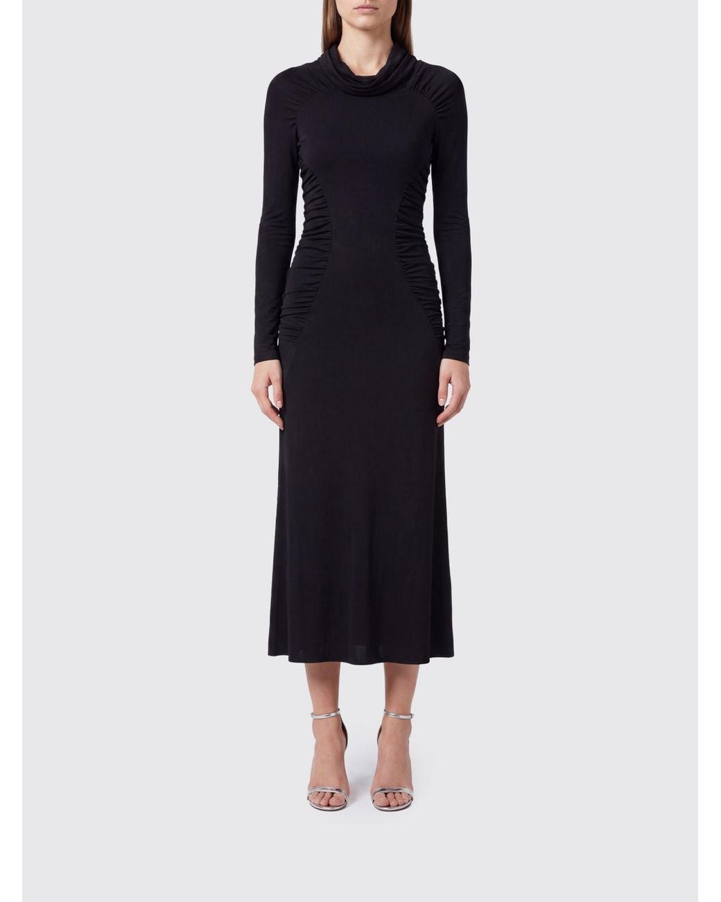 Victoria Beckham Blue Asymmetric Long-Sleeve Jersey Midi Dress