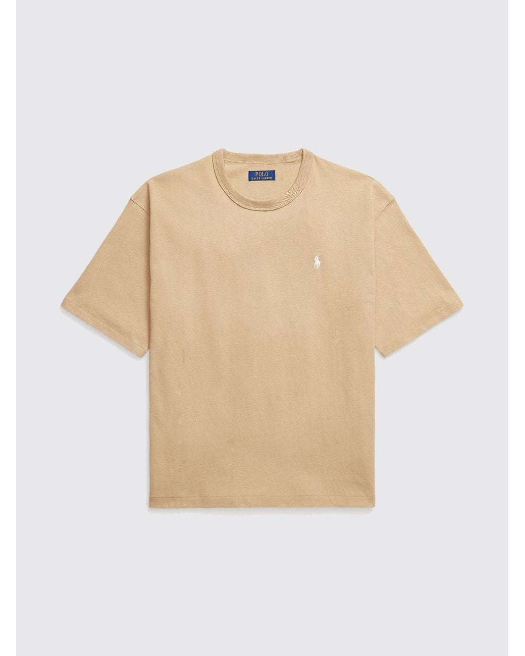 Polo Ralph Lauren Blue Crewneck Cotton T-Shirt With Contrasting Embroidered Logo for men