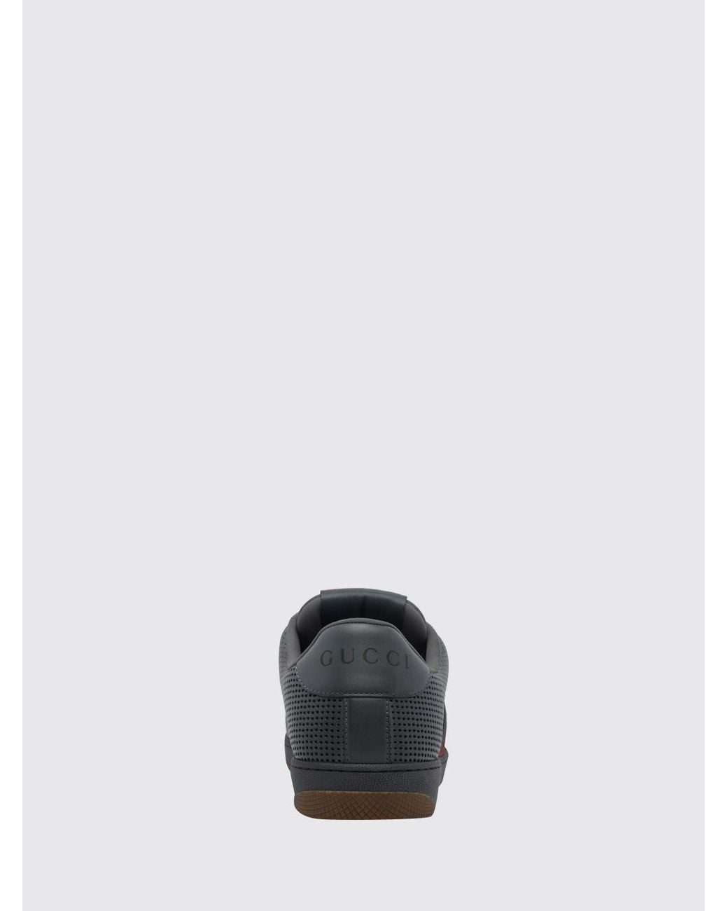 Gucci White Screener Low-Top Leather Trainers With Bicolour Web Stripe Detail for men