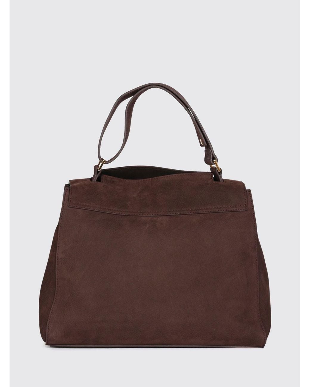 Orciani Brown Sveva Hammered Leather Handbag With Adjustable Handle And Strap