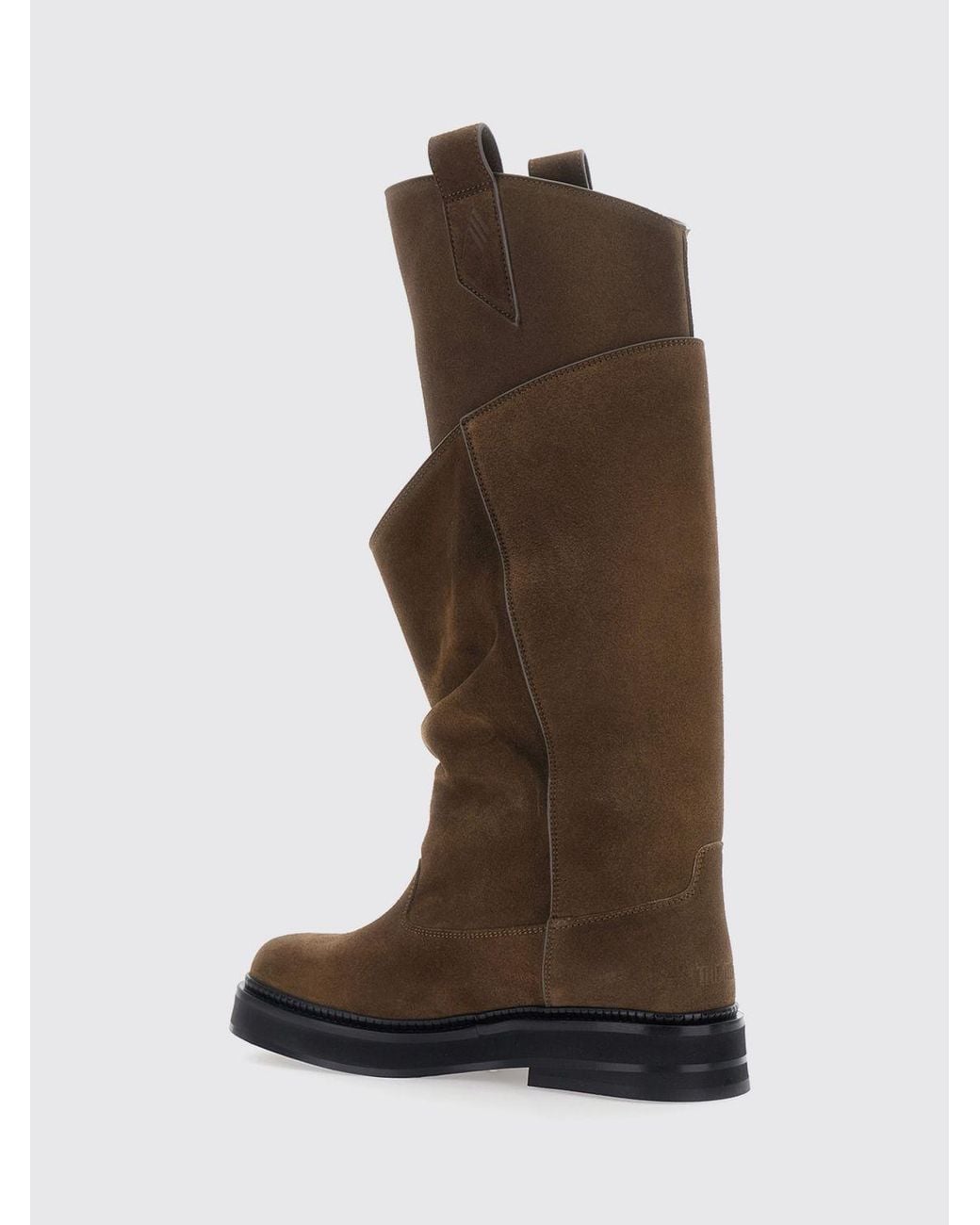 The Attico Brown New Robin Passeggiata Suede Knee-High Biker Boots