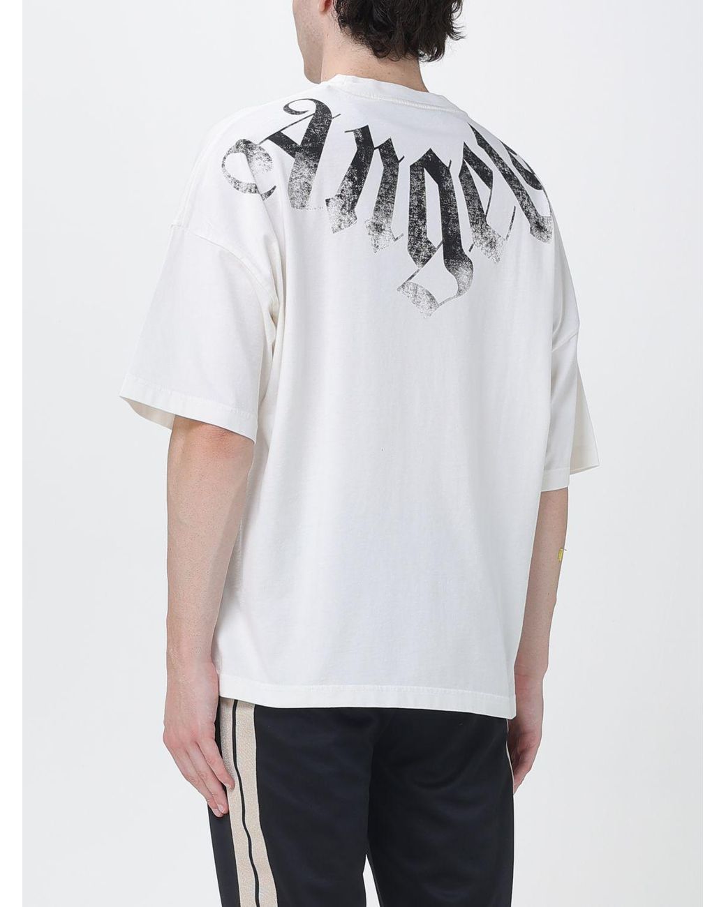 Palm Angels White Relaxed Fit Cotton T-Shirt With Graffiti Logo Print for men