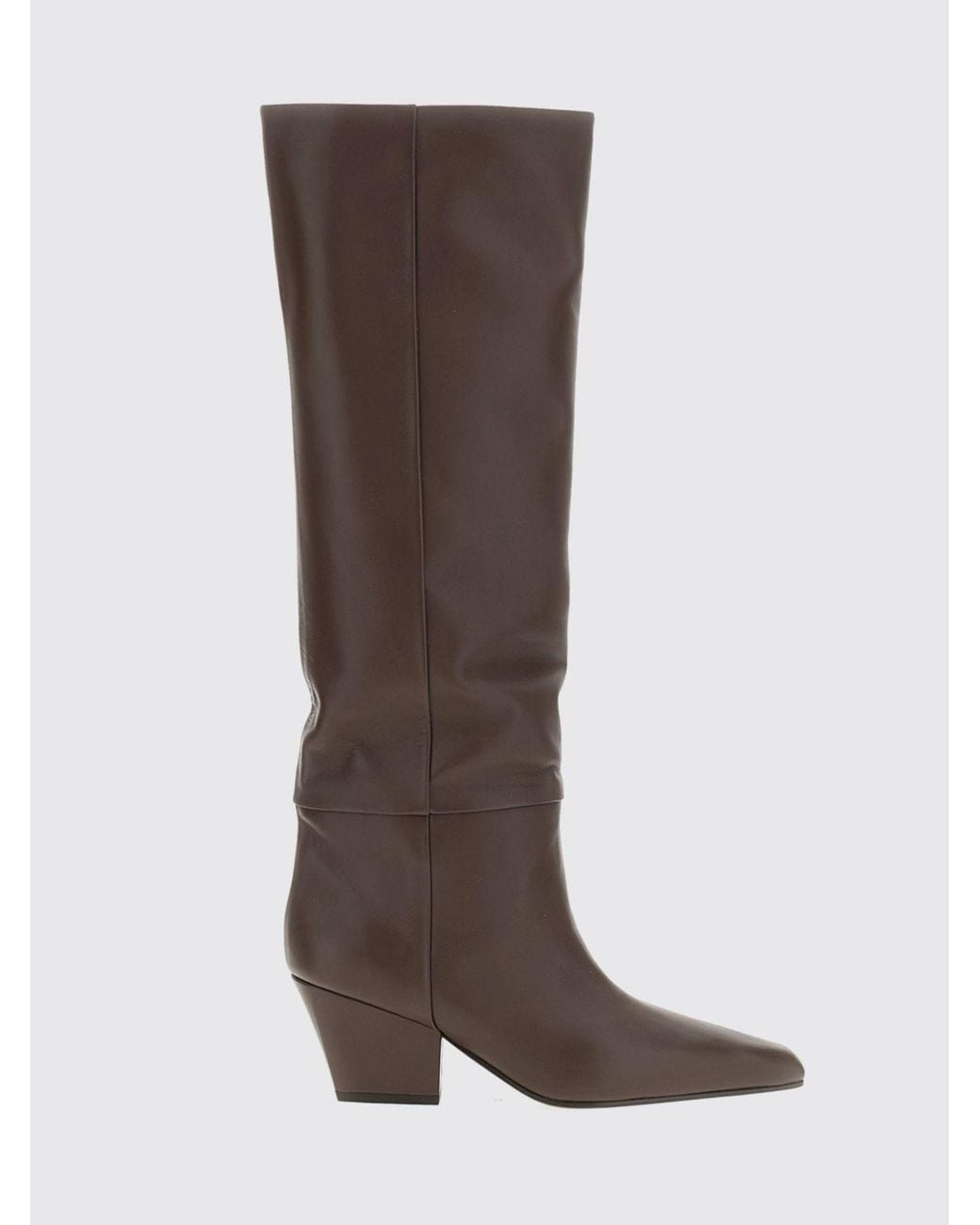 Paris Texas Brown Jane Calf Leather Western Ankle Boots With Chunky Heel