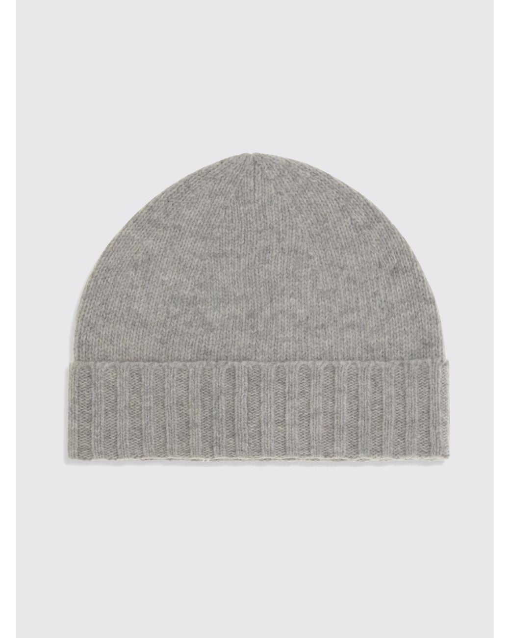MM6 by Maison Margiela Gray Ribbed Wool Beanie With Cuff And Printed Logo