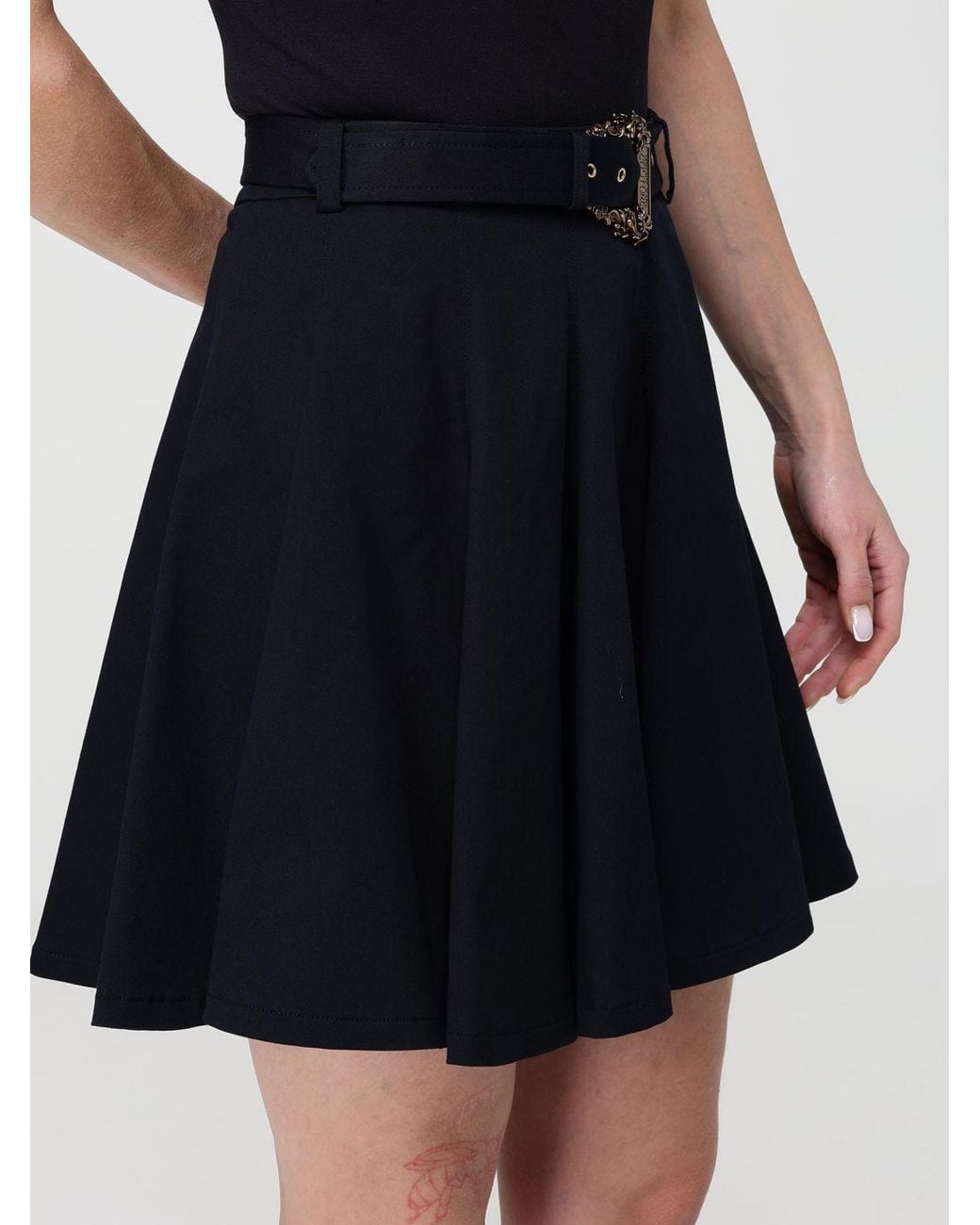 Versace Jeans Couture Blue Stretch Cotton Skirt