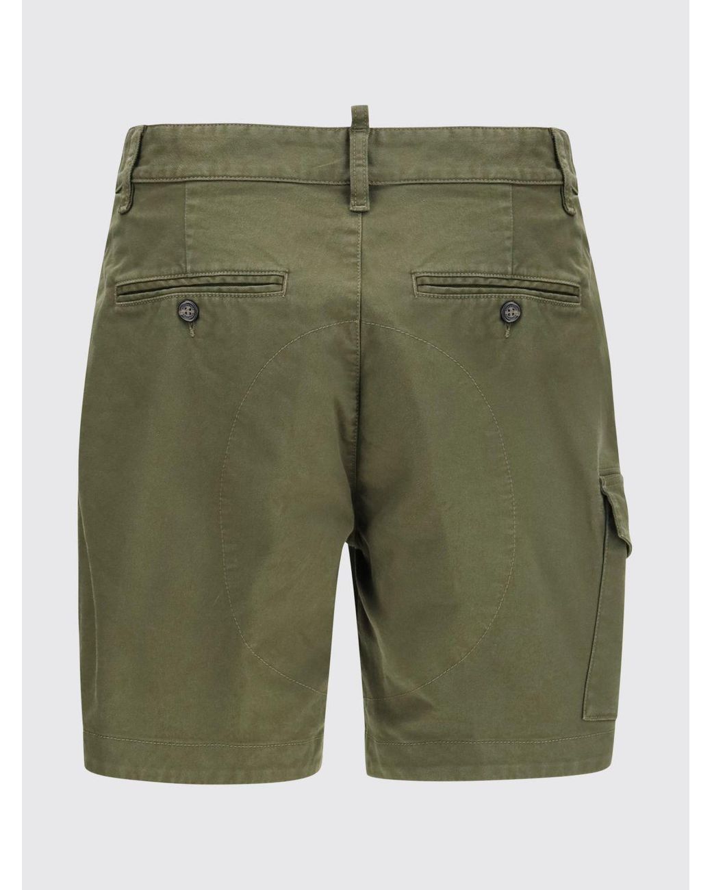DSquared² Green Stretch Cotton Cargo Shorts With Side Pockets for men