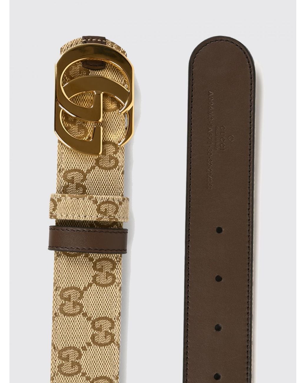 Gucci White Gg Marmont Reversible Jacquard Fabric And Leather Belt With Gg Buckle