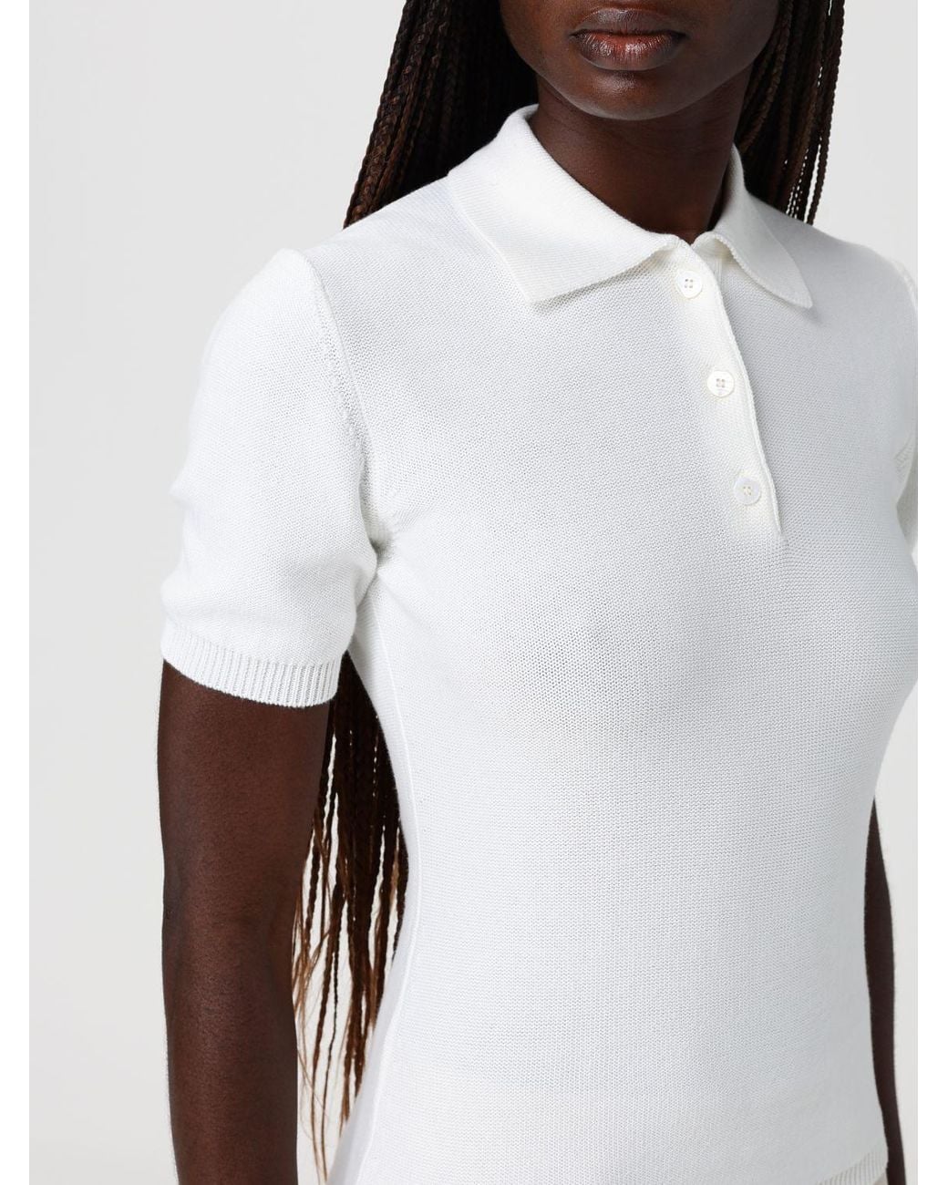 Polo De Punto De Algodón Max Mara de color White