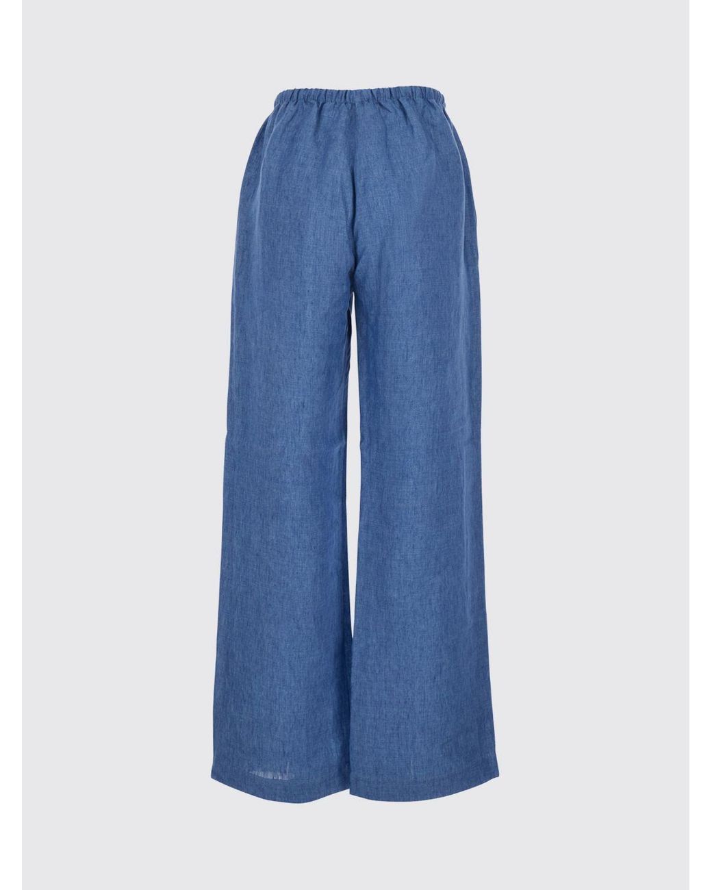 Rohe Blue High-Waisted Linen Wide-Leg Palazzo Trousers With Drawstring