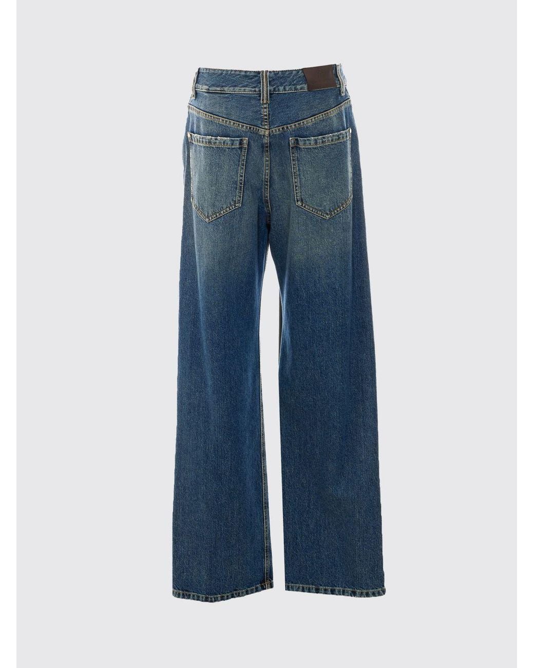Brunello Cucinelli Blue High-Waisted Wide-Leg Jeans With Monili Detail