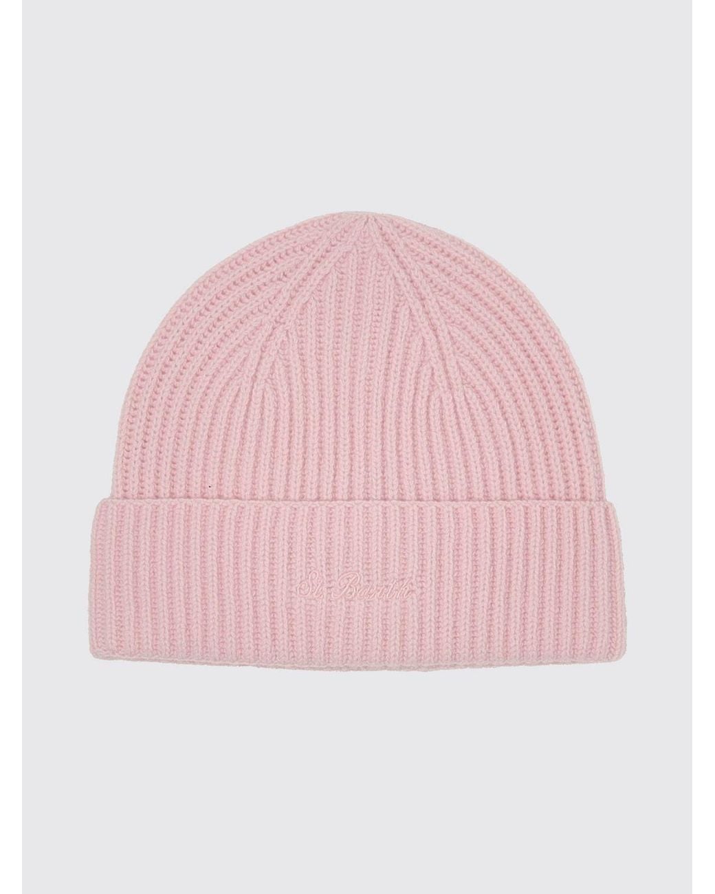 Mc2 Saint Barth Pink Embroidered-Logo Wool Beanie