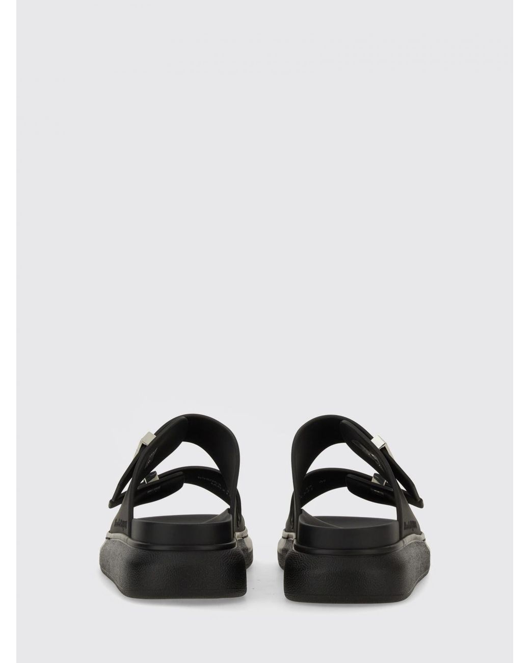 McQueen Black Double Strap Rubber Sandals