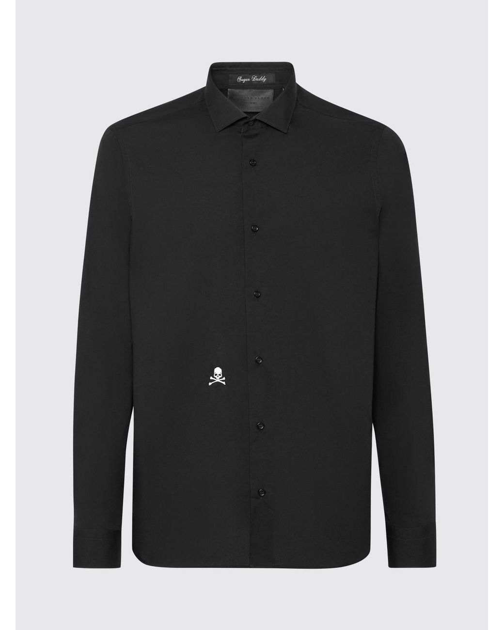 Philipp Plein Black Cotton Poplin Shirt for men
